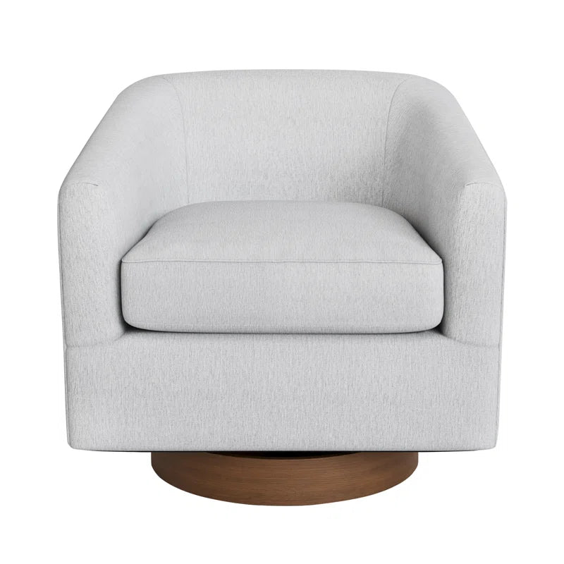 Forno Upholstered Swivel Barrel Chair with Wood Base