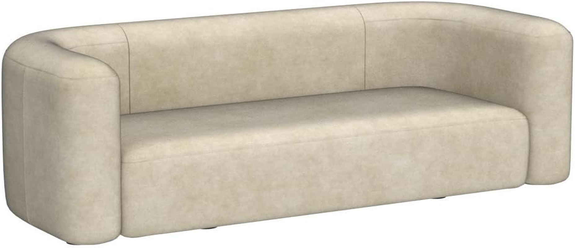 Luxury Modern Tight Curved Back Velvet Sofa, Minimalist Style Comfy Couch for Living Room Apartment, 3 Seater, Cream