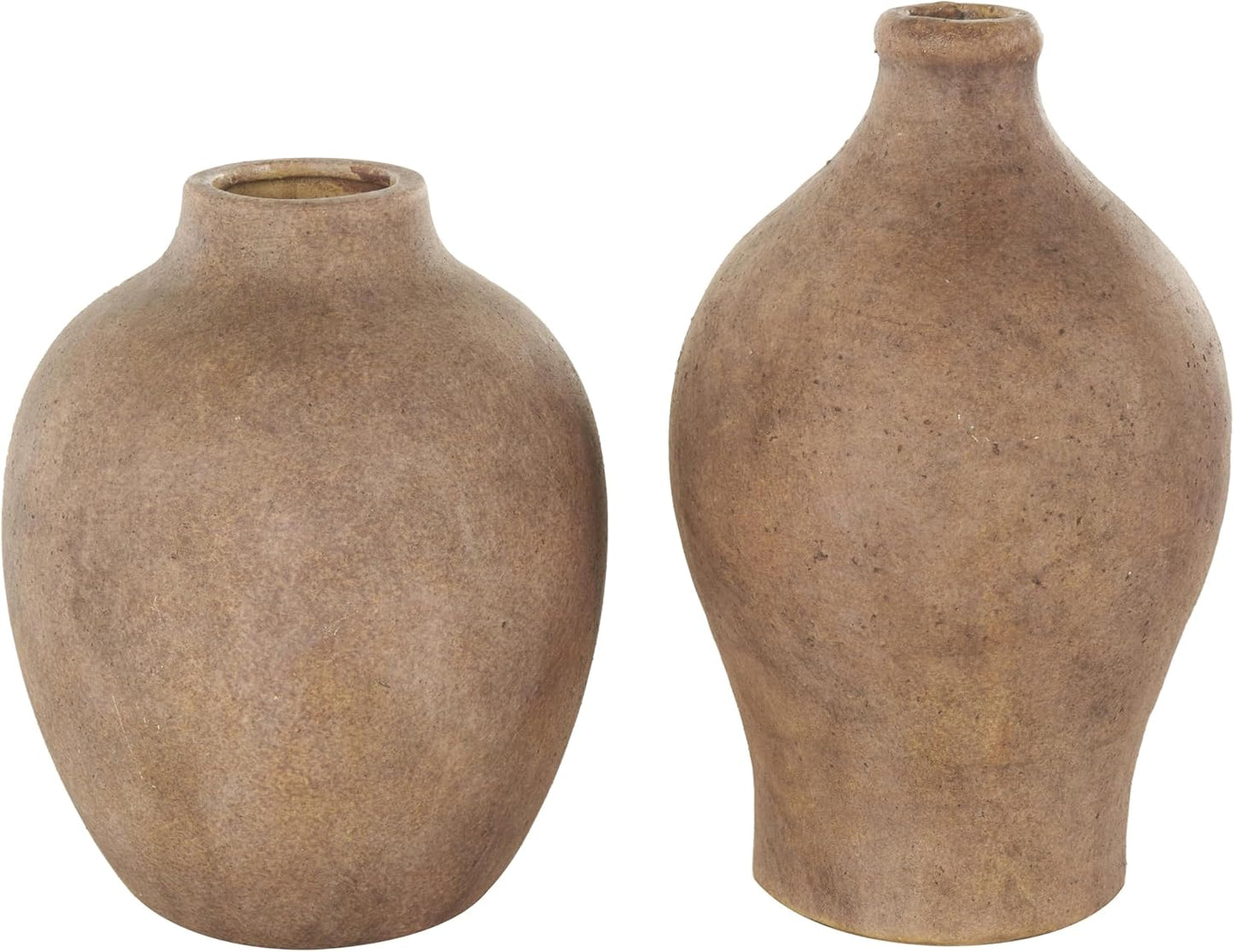 Ceramic Vase Antique Style Textured, Set of 2 10", 8" H, Copper