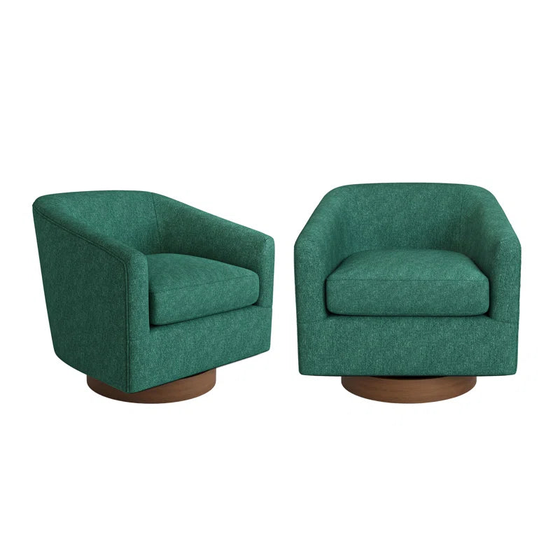 Forno Upholstered Swivel Barrel Chair with Wood Base