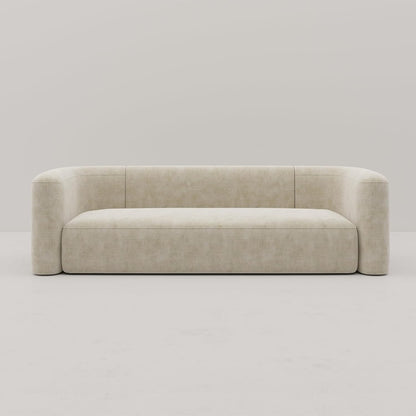 Luxury Modern Tight Curved Back Velvet Sofa, Minimalist Style Comfy Couch for Living Room Apartment, 3 Seater, Cream