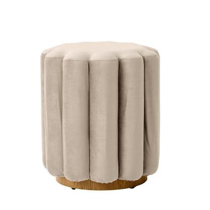 Lillian Velvet Tufted Ottoman, Beige