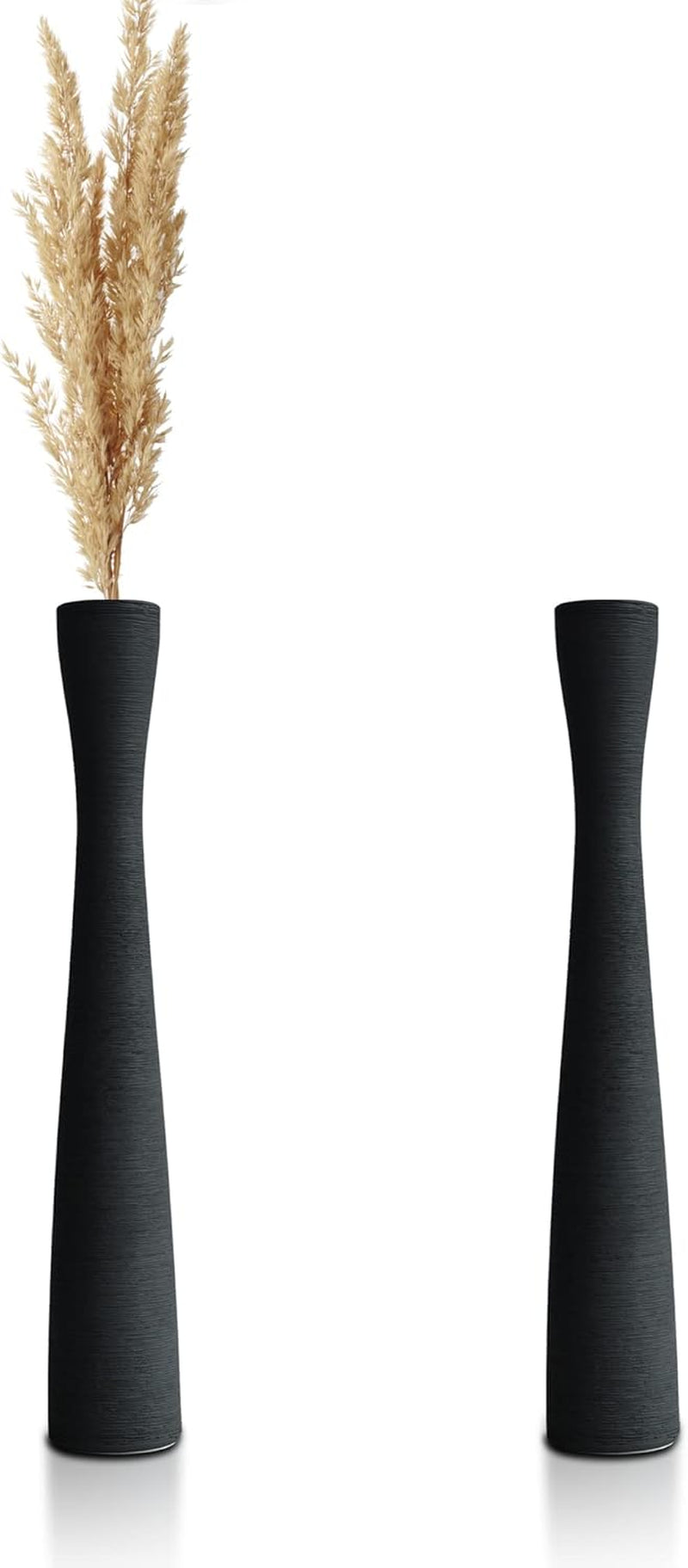 2 Pack Tall Ceramic Vase 16", Floor Vase for Pampas Grass Modern Flower Vase 40Cm (Black)