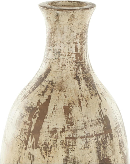 Ceramic Decorative Vase Antique Style Distressed Centerpiece Vase, Flower Vase for Home Decoration 10" X 10" X 22", Brown